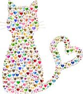 clipart of colorful silhouette of a cat