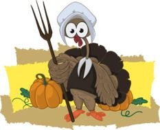 painted turkey with a pitchfork