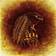 bird drawing on brown background