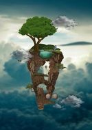 Sky Blue Trees Landscape drawing
