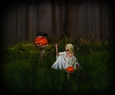 Fantasy Bird and Woman as a drawing