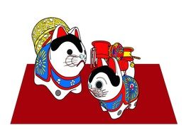 cat with Bamboo Basket as a drawing