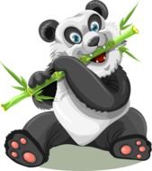 clipart of the Panda is eating bamboo