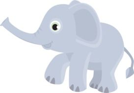 drawn cartoon gray baby elephant