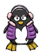 drawn penguin with headphones