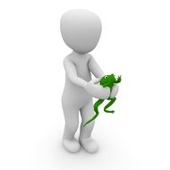 white man with a frog in his hands