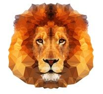 graphic image of the face of a lion in a geometric style