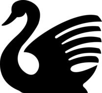 black silver of a swan