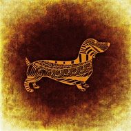 background with brown dachshund