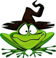 drawing of a green toad in a hat