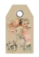 babies painted on vintage label