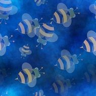 drawings of bees on a blue background