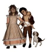 dog near children