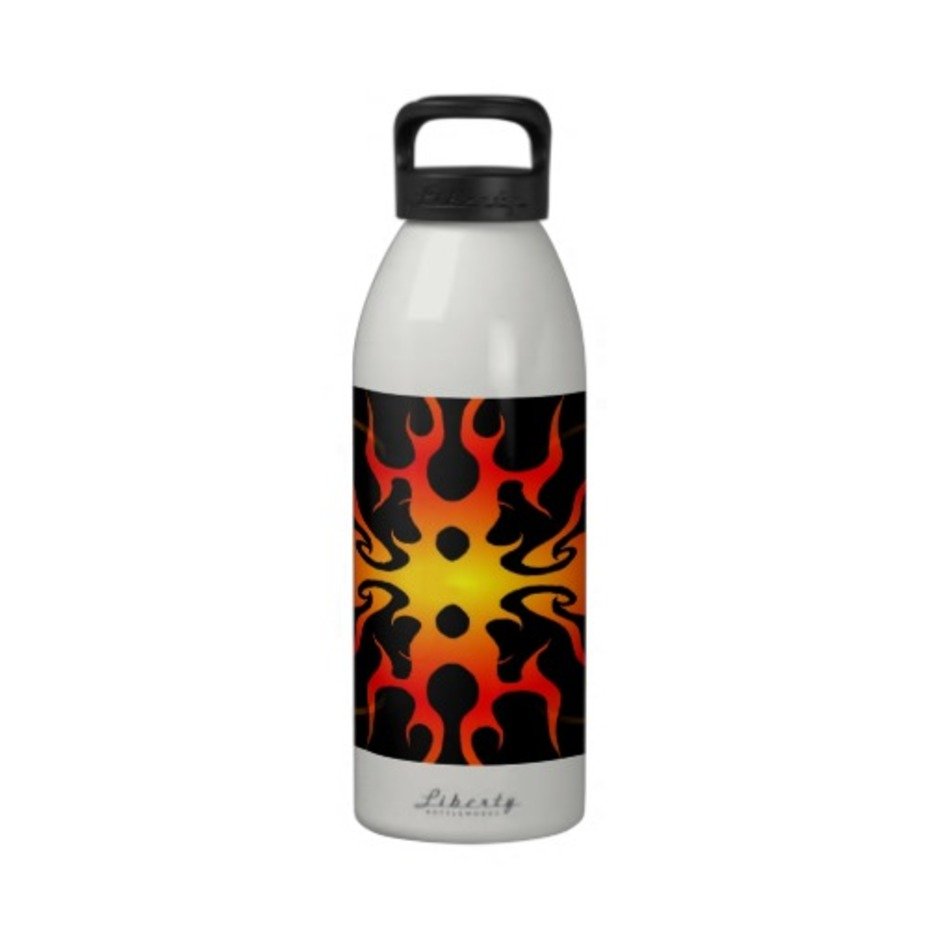 Flames Tribal Tattoo Red And Yellow Reusable Water Bottle From Zazzle