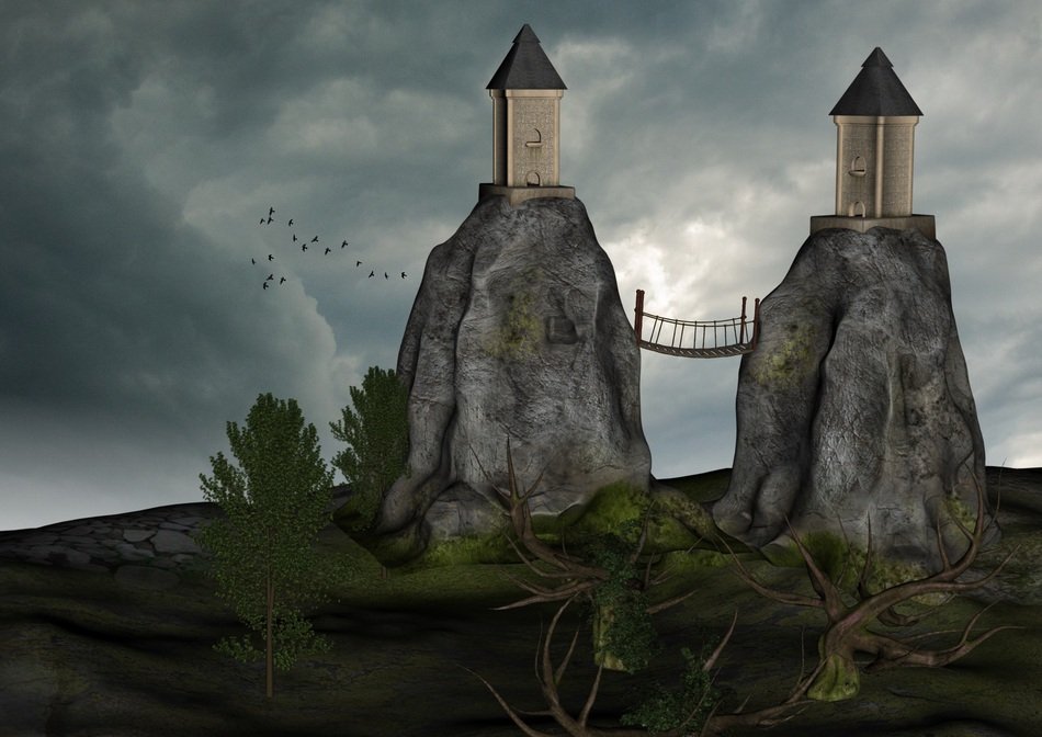Towers Mountains drawing