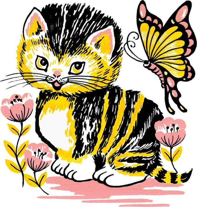 illustration with cute kitten