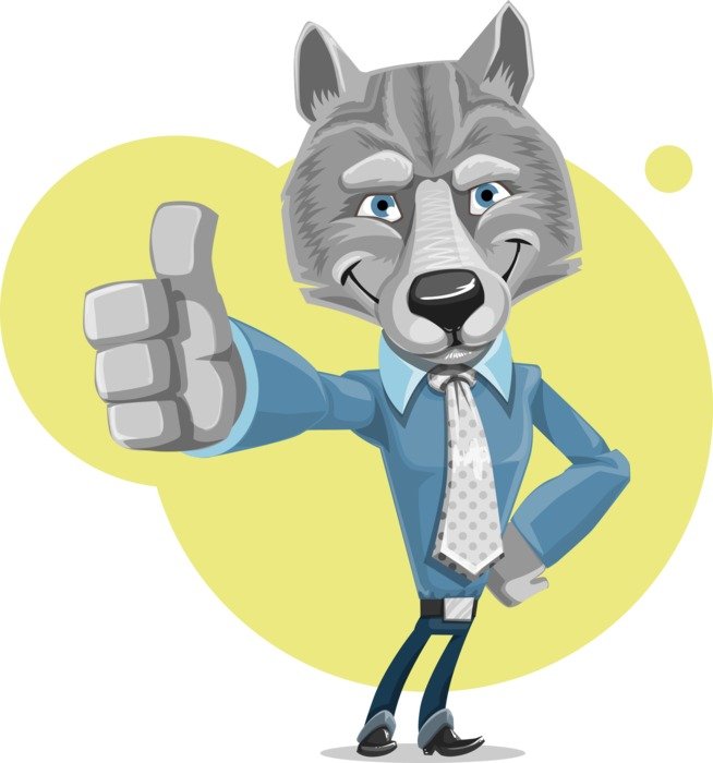 Wolf Corporate thumbs-up drawing