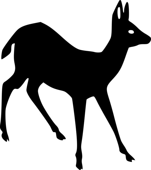 black silhouette of a young deer