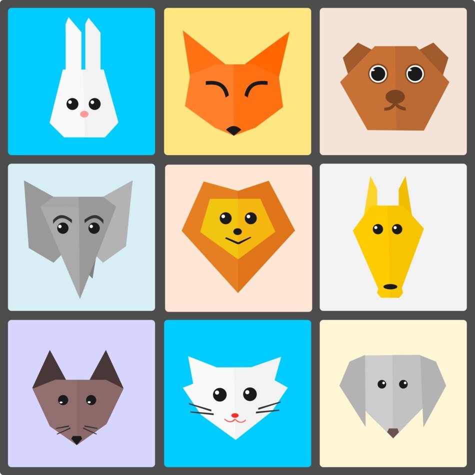 origami animal collage