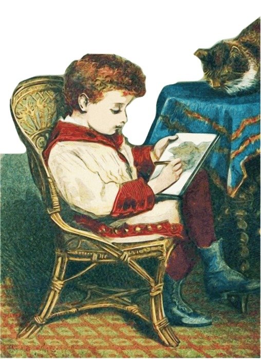 Vintage drawing of child