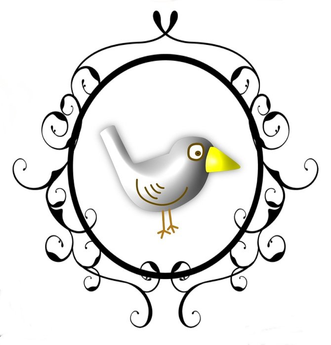 bird in a frame with monograms