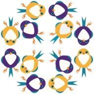 Circular Pattern, colorful Birds