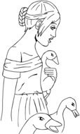 girl with geese drawing