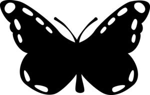 clipart of black silhouette of a butterflies with delicate wings