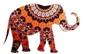 colorful jungle, cartoon Elephant, decoration