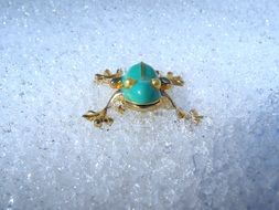 jewelry toad on the snow