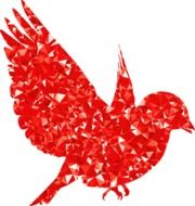 clipart of red silhouette of a bird in rubies