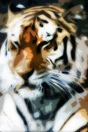 fuzzy portrait illustration of striped tiger