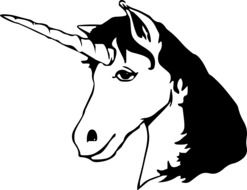 drawing of a unicorn head on a white background