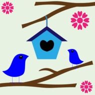 romantic valentine with birds and birdhouse