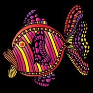 colored pink fish drawing