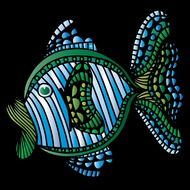 exotic fish Mosaic bright drawing