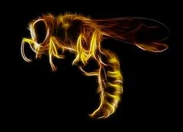 clipart of the wasp in a dark