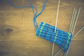 Knitting on straight needles, hobby