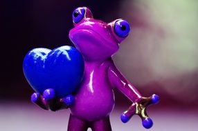 purple ceramic frog with heart