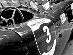 vintage Jaguar Car, black and white