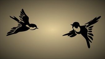 black drawings of birds on a white background