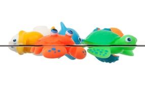 rubber toys in the water