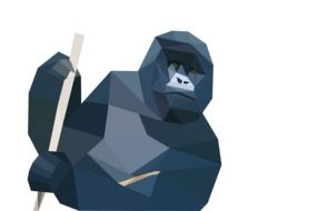Gorilla Low Poly image at white background