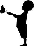 Boy and Butterfly silhouette drawing