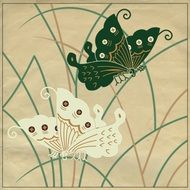 vintage paper with butterflies