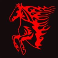 red horse silhouette on black background