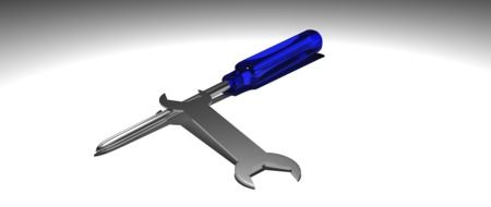 painted screwdriver and wrench