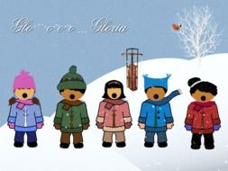 colourful cartoon sngers in winter