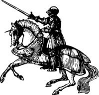 drawing of a riding knight on the horse