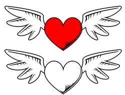 hearts with wings as a drawing